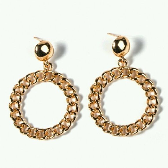 Cuban Link Hoop Drop earrings - Picture 1 of 2
